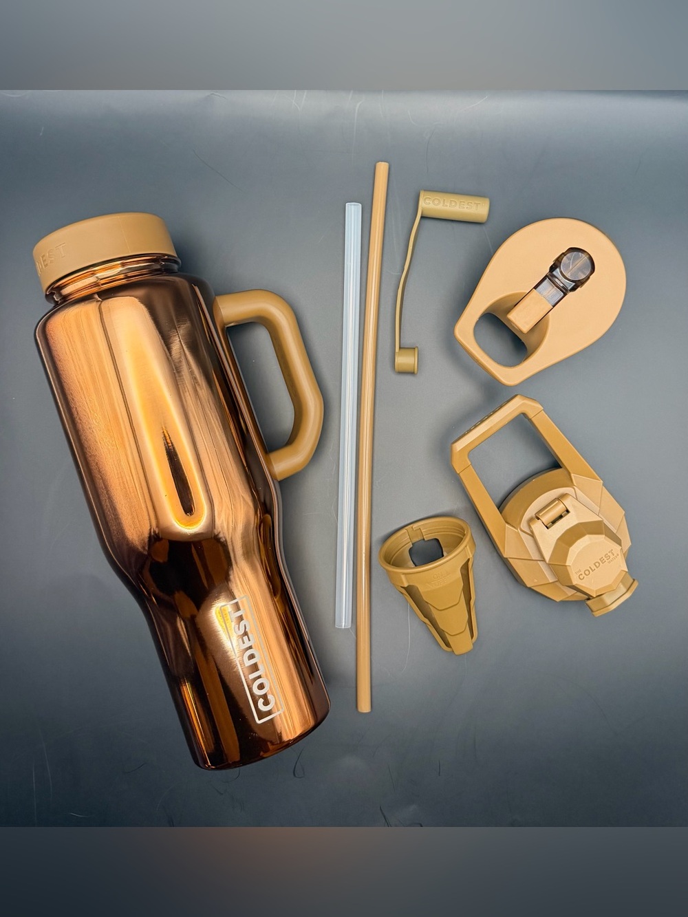 Coldest Gold Reflections Insulated Water Bottle with Handle and Straw Lid 36oz